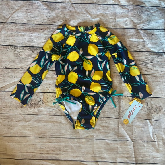 Cat & Jack Other - BNWT 2T Cat & Jack Lemon Long Sleeve One Piece Swimsuit